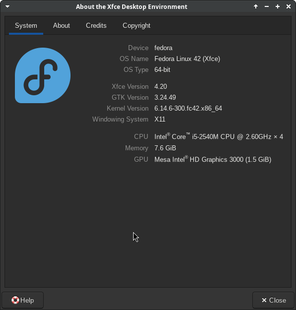 xfce system info