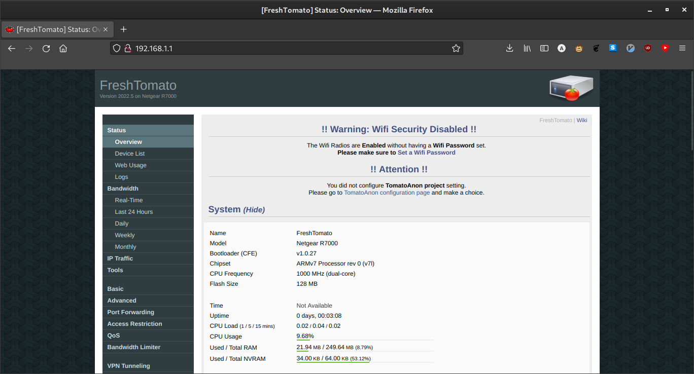 freshtomato web admin pannel