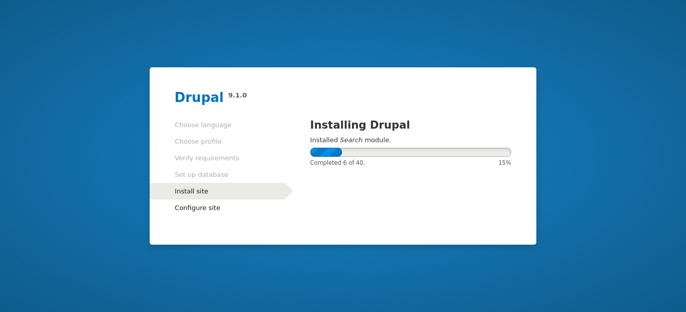 Drupal Installation progress bar