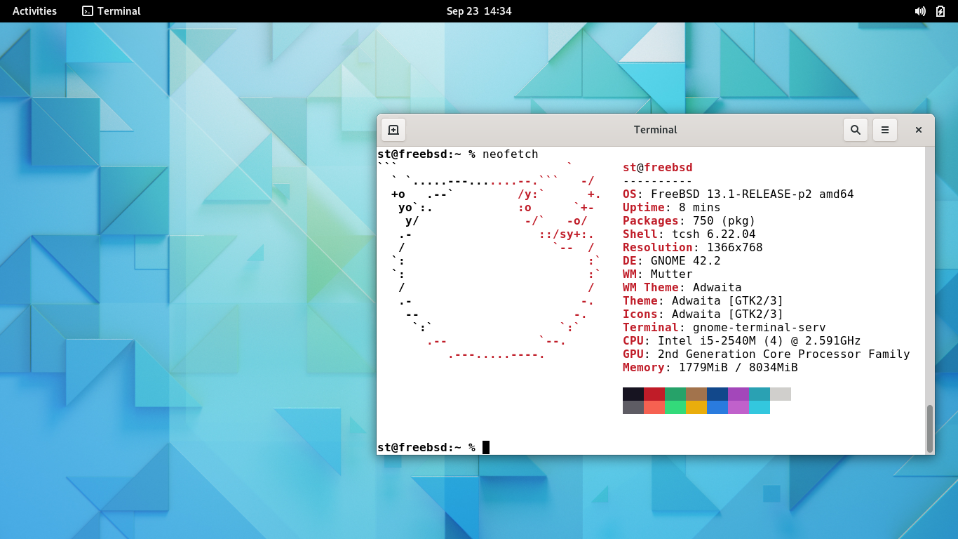 Gnome screenshot on FreeBSD