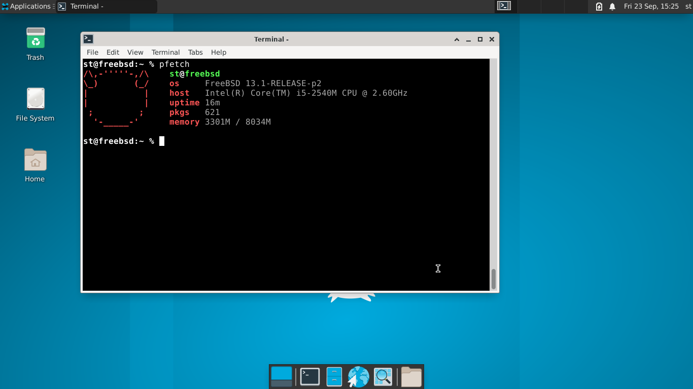 Xfce screenshot on FreeBSD